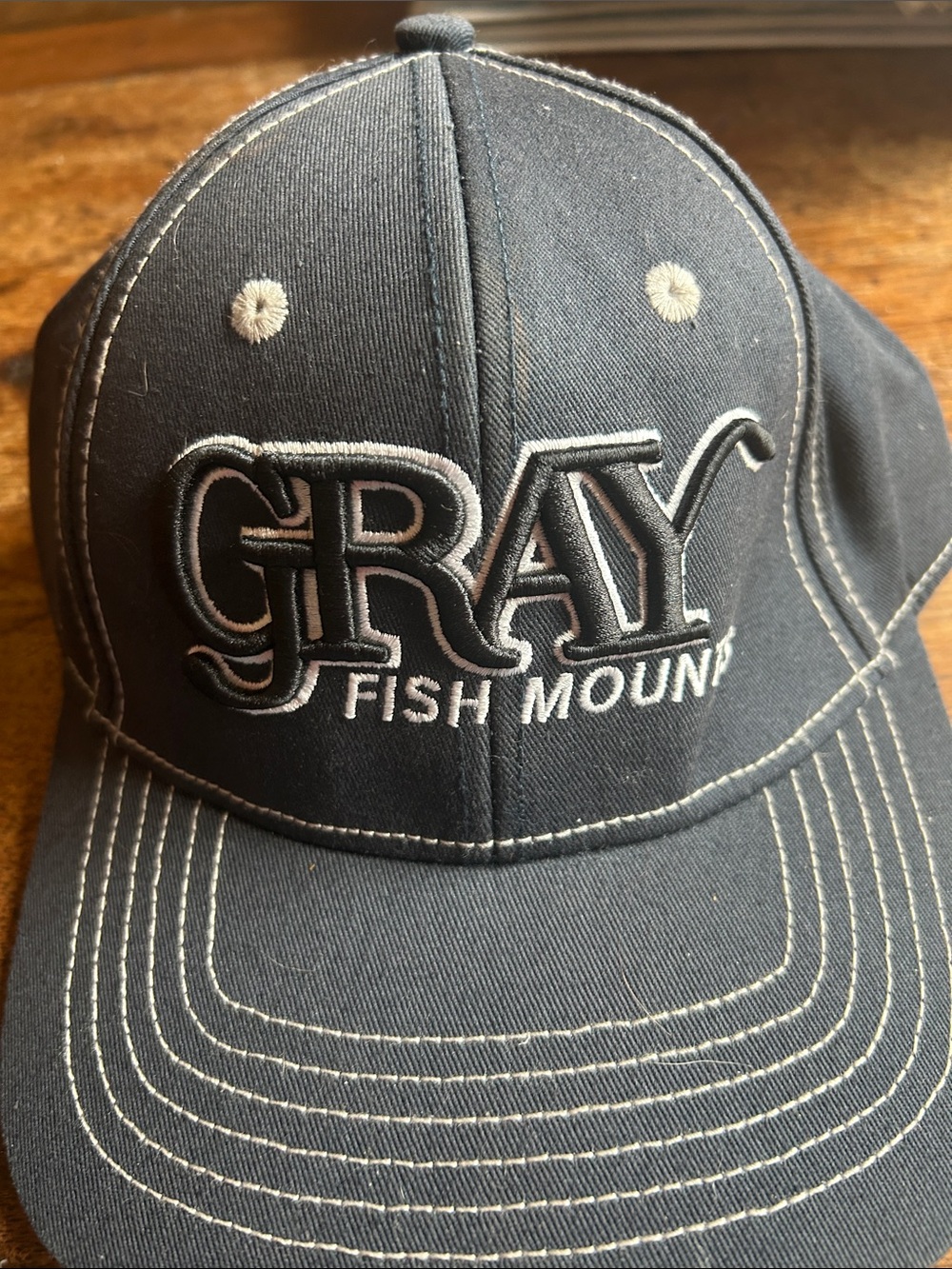 Fish Mount Embroidered Men's Gray Cap